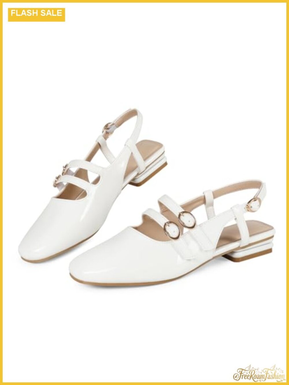 Mary Jane Slingback Low Heels Faux Leather Square Toe Pumps for Wedding Party